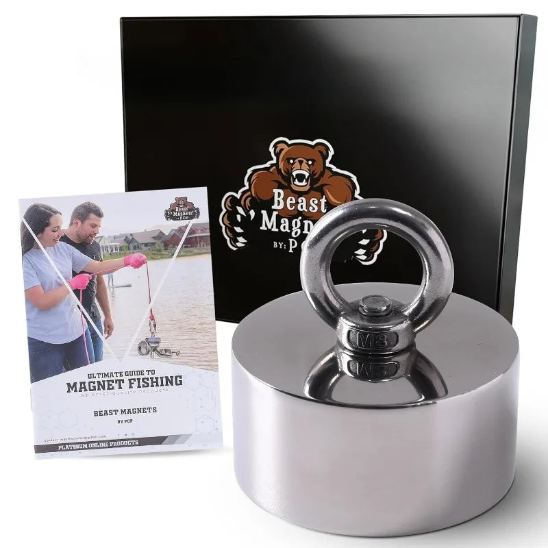 2000lb Strong 360 Degree Fishing Magnet For Magnetic Fishing, Strong Heavy Duty Neodymium N52 Magnets For Salvage Treasure