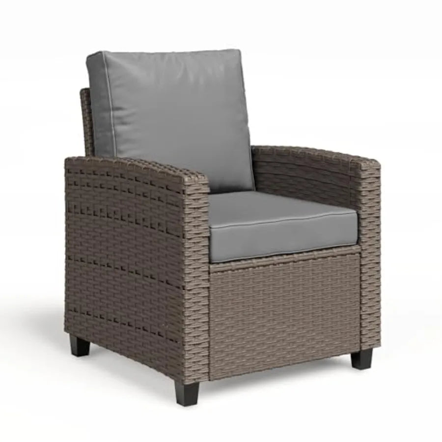 2 Pieces Patio Furniture Set Outdoor Wicker Chairs of 2 All Weather High Back Rattan Chairs 2-Seater with Comfy Cushions for Po