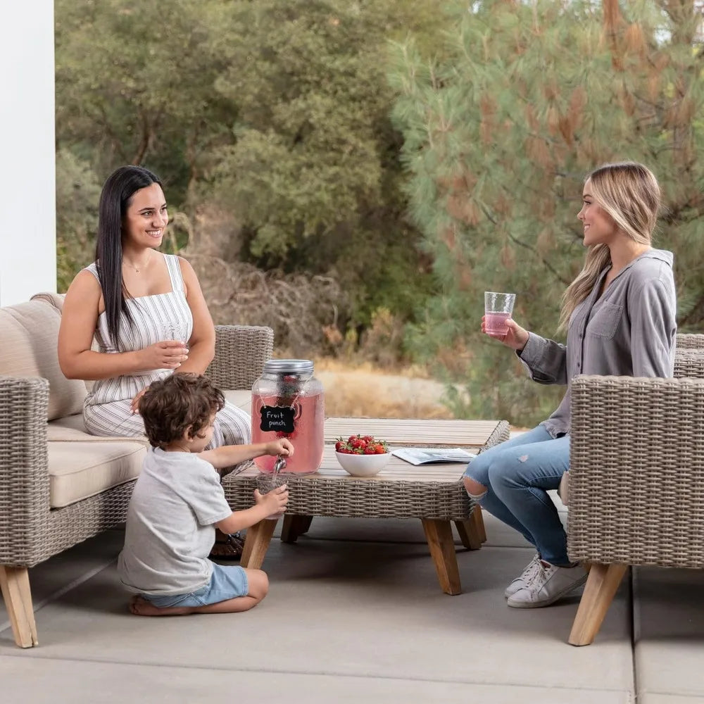 2-Gallon Glass Liquor Decanter Drink Dispenser for Parties - 100% Leakproof Stainless Steel Spigot + Marker & Label